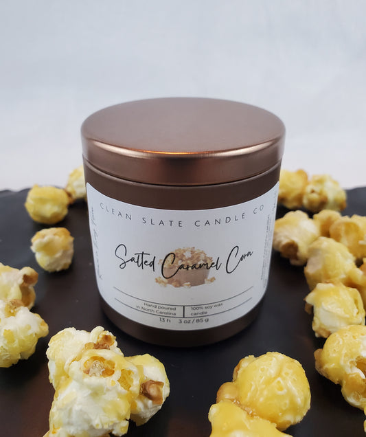 Salted Caramel Corn Soy Scented Candle 3 oz