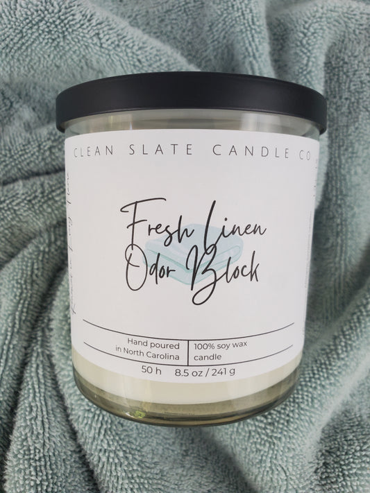 Fresh Linen Odor Block Soy Scented Candle 8.5 oz