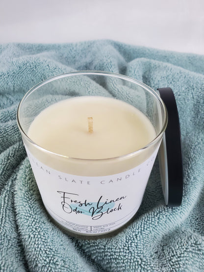 Fresh Linen Odor Block Soy Scented Candle 8.5 oz