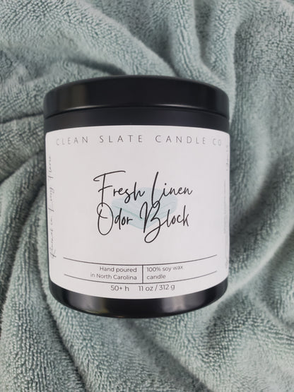 Fresh Linen Odor Block Soy Scented Candle 11 oz